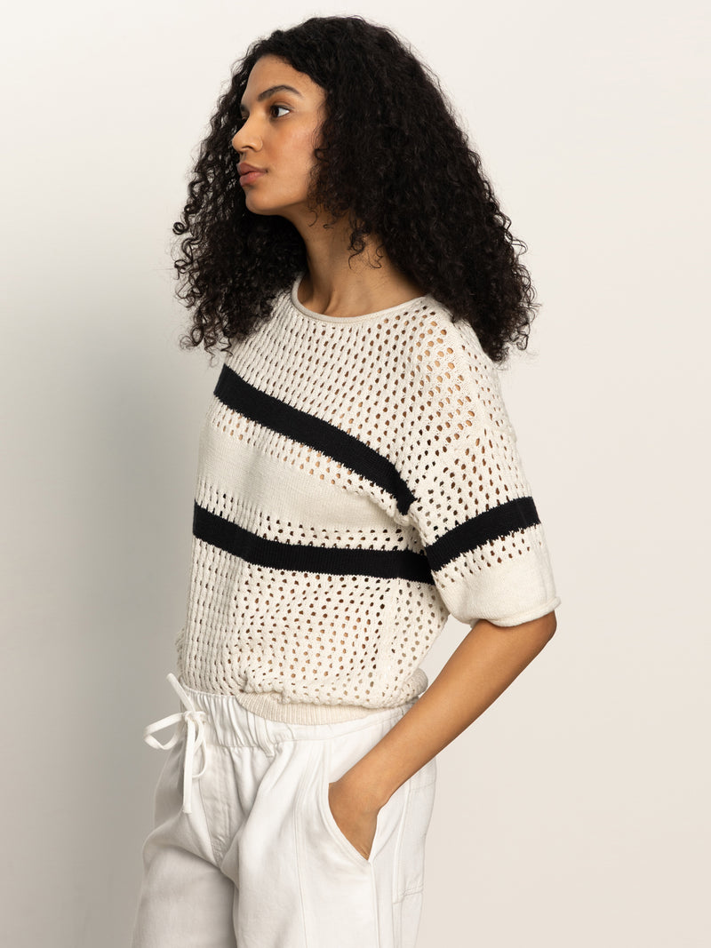 Openwork Tee Black Chalk Stripe alt 3