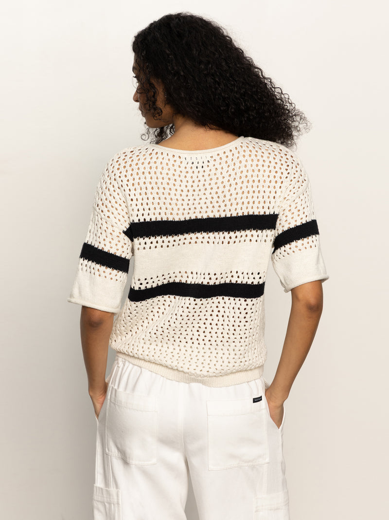Openwork Tee Black Chalk Stripe alt 2