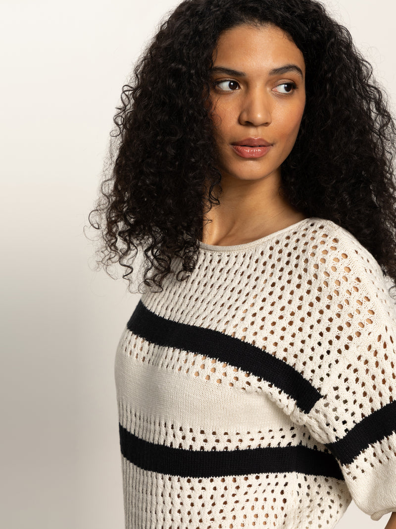 Openwork Tee Black Chalk Stripe alt 1