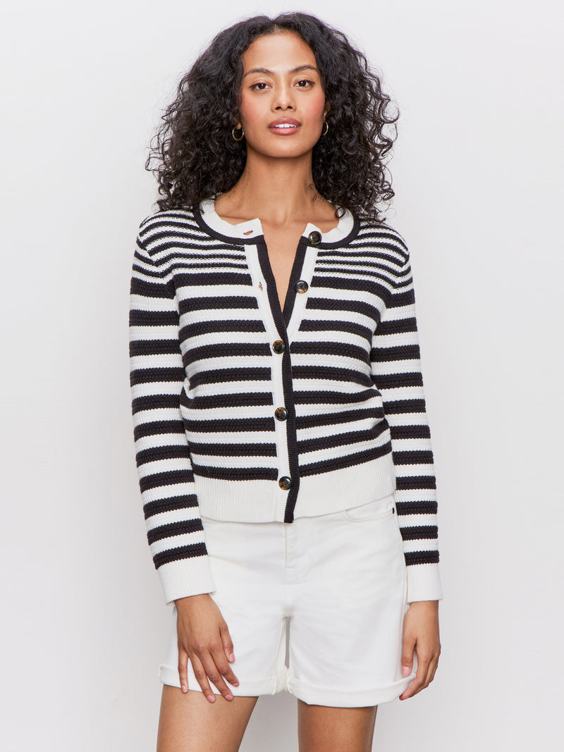 City Summer Cardi Black/ Macrame Multi Stripe alt 1