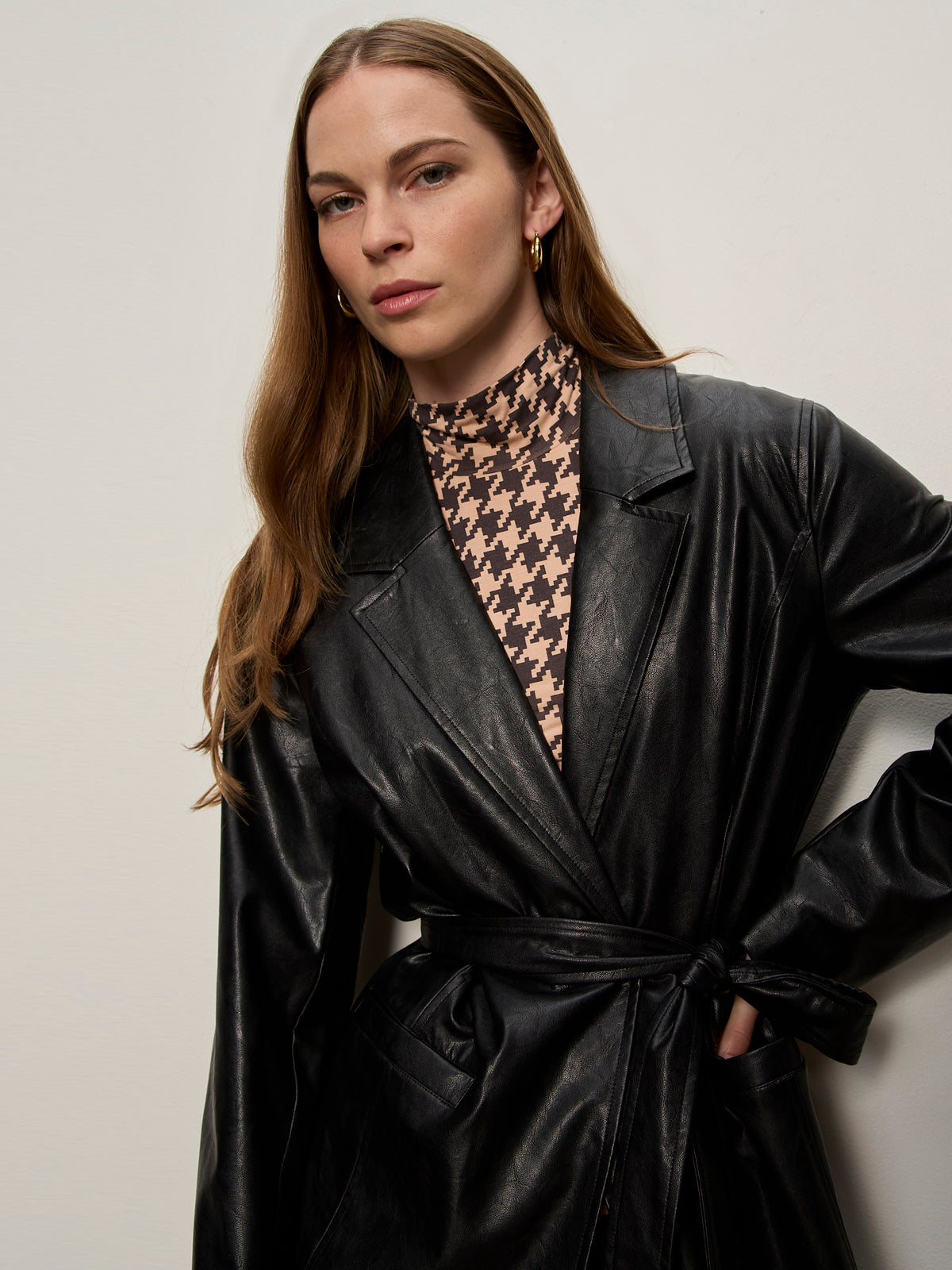 Vegan Leather Coat Black