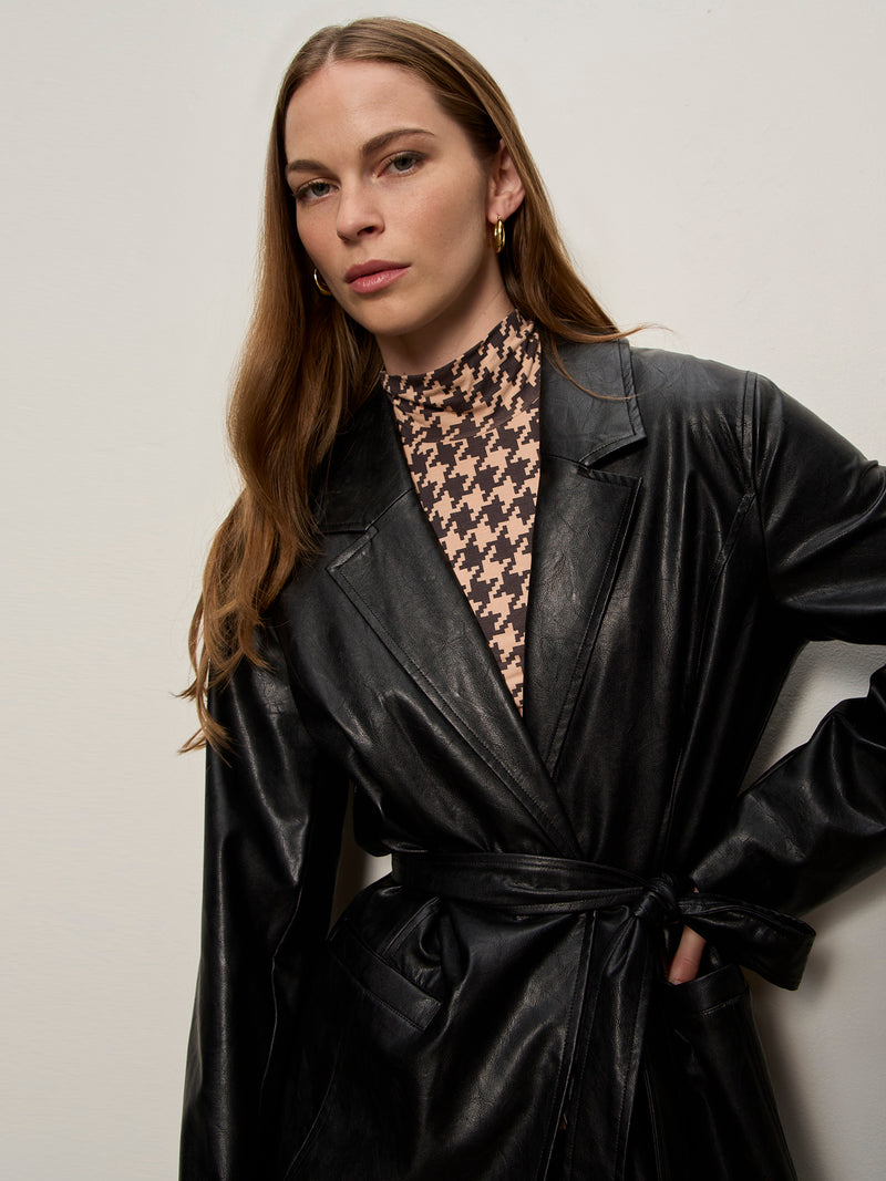 Vegan Leather Coat Black