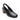 The Sanctuary Clothing Opera Sling Back Pump Black features a round toe, elasticized back strap, and a low, chunky wood-textured heel, shown against a white background.