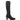 The Sanctuary Clothing ronnie tall shaft stretch boot in black features a rounded toe and chunky mid-height wooden heel, shown against a white background.
