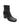 The rory stretch bootie black by Sanctuary Clothing is a black leather ankle boot with a rounded toe and chunky mid-height heel, displayed against a white background.