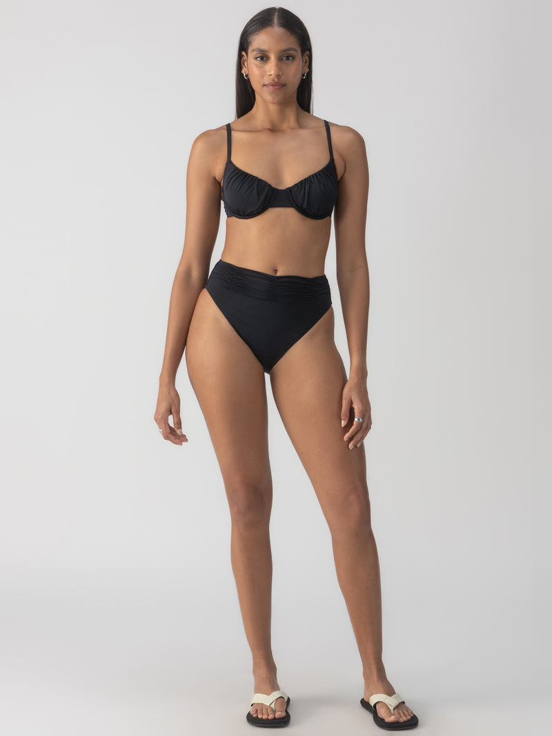 Beach Goddess Excess Shirr Cup Bikini Top Black alt 2