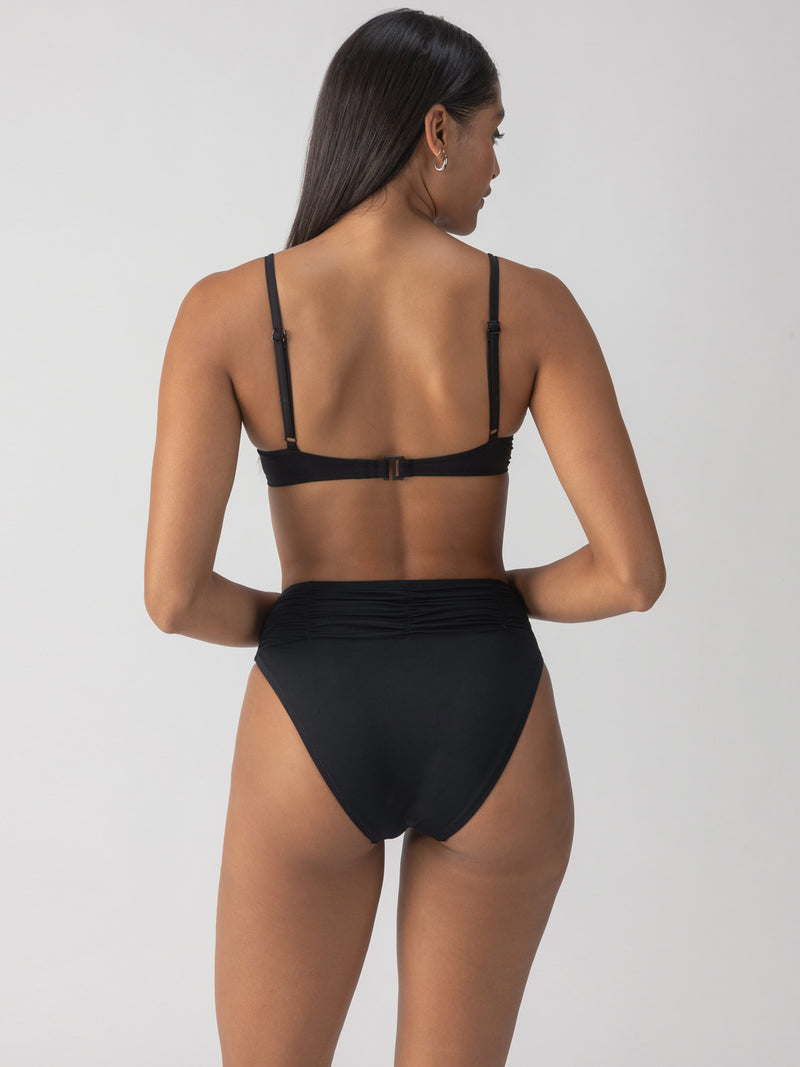 Beach Goddess Excess Shirr Cup Bikini Top Black alt 1