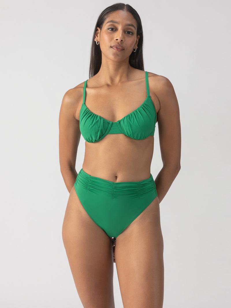 Beach Goddess Excess Shirr Cup Bikini Top Perky Palm