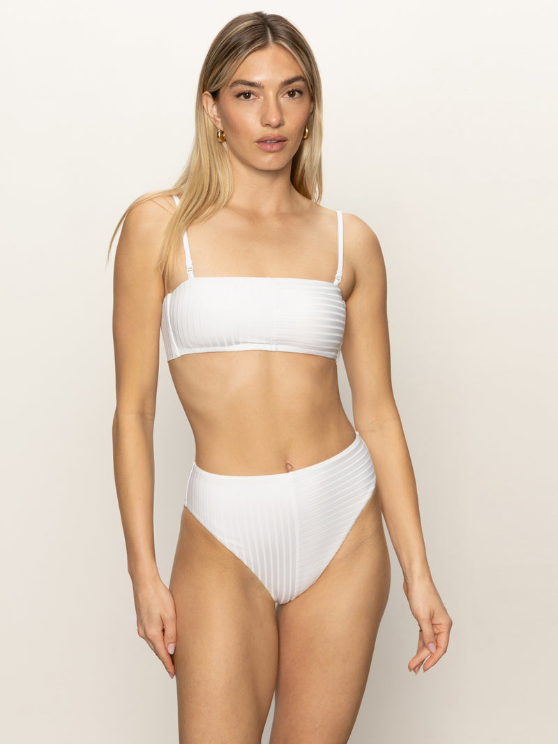 Refresh Rib Bandeau Bikini Top White alt 2
