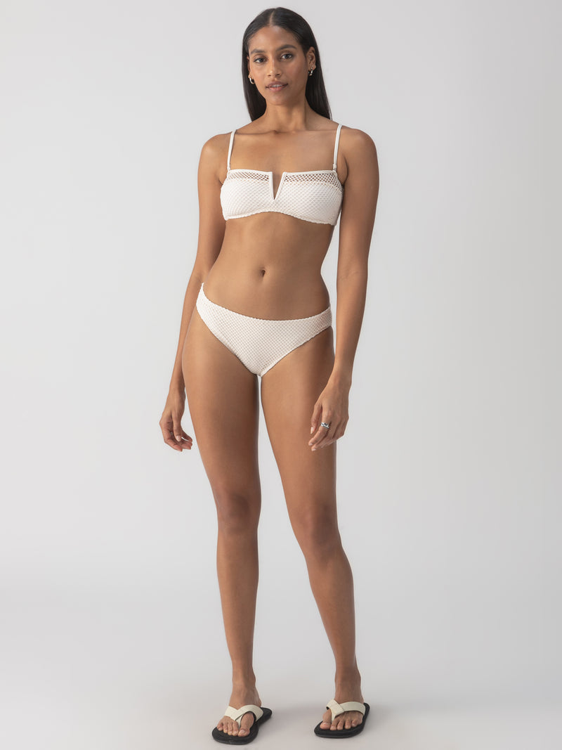 Sea Crochet V-Wire Bandeau Bikini Top White Sand alt 2